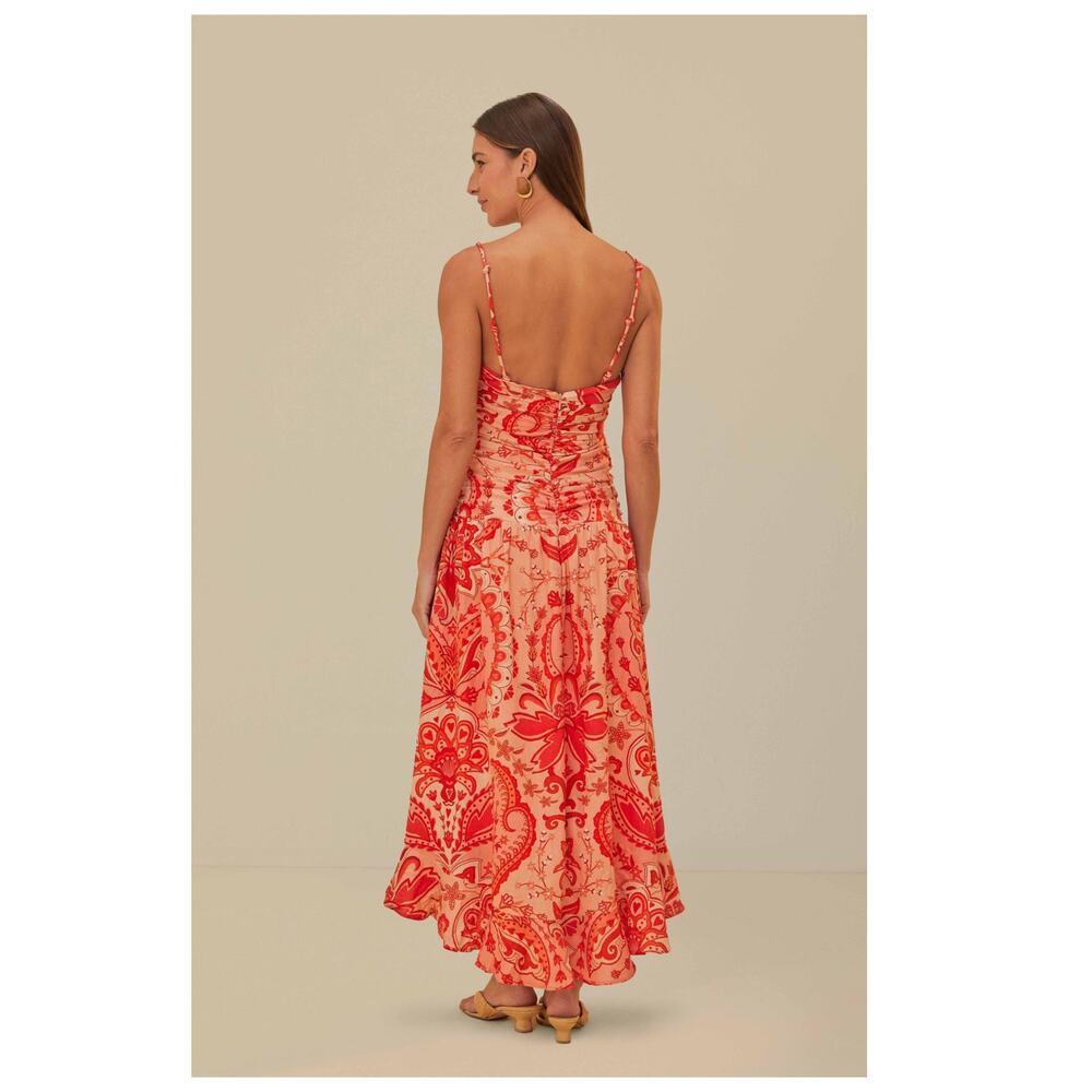 Farm Rio Red Jaipur Crossover Maxi Dress Size Small - Picture 3 of 15